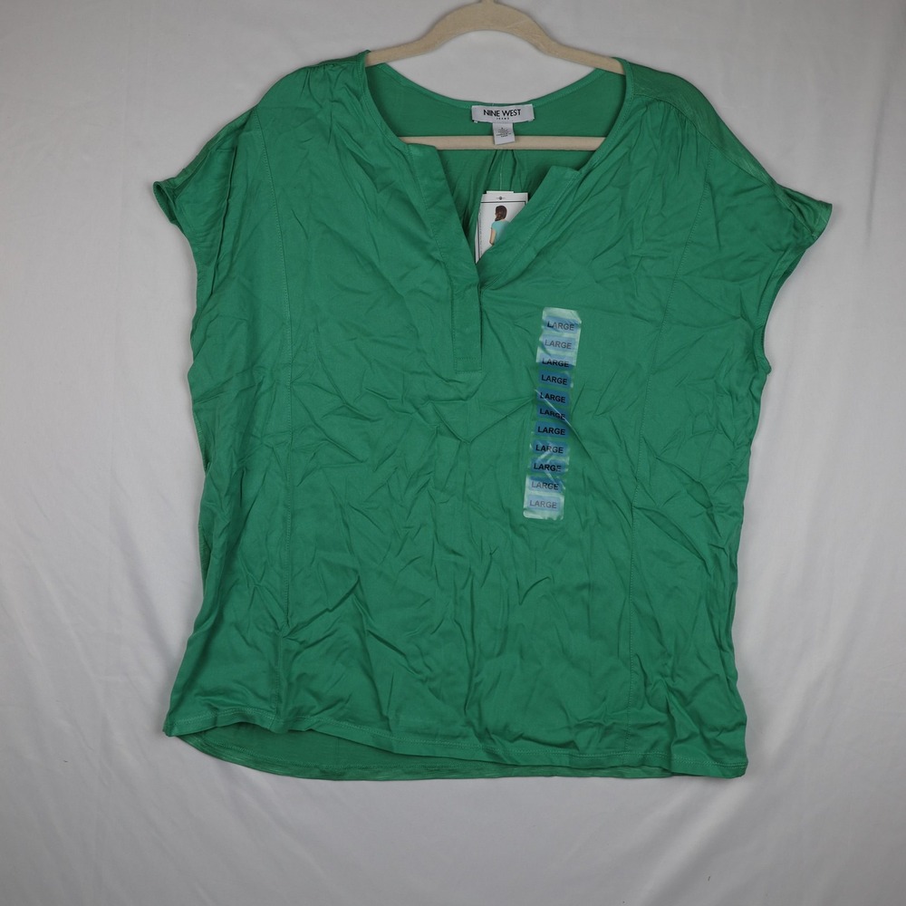 Nine West Blouse Womens‎ Large Short Sleeve Lightweight Summer Top NWT